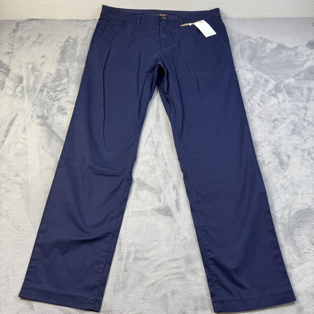 Quince‎ Pants Mens 36x32 Deep Navy Organic Cotton Lightweight Dress Slim Fit NEW